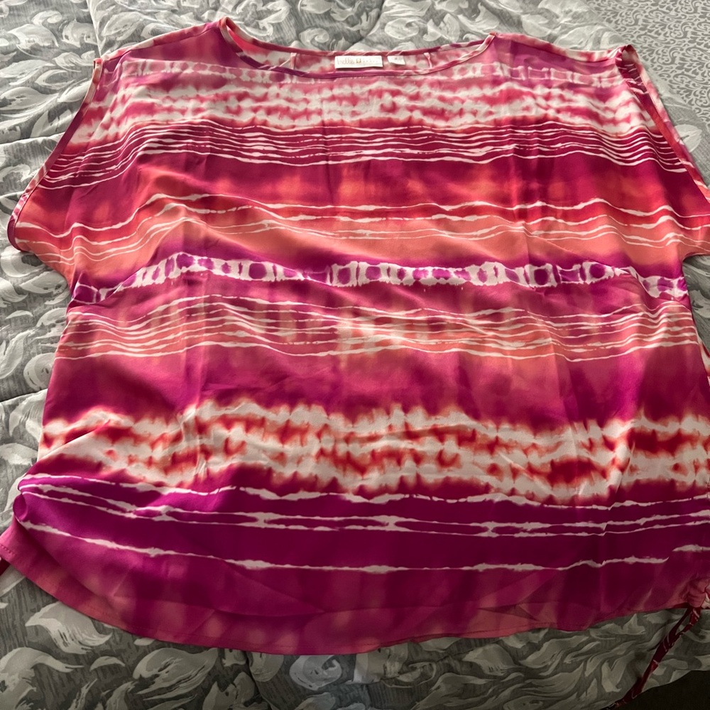 Belle by Kim Gravel Vibrant Pink and White Blouse